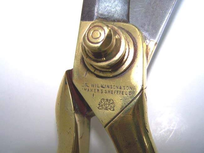 An Impressive Pair of Victorian Brass and Steel Tailor's Shears by T. Wilkinson, Sheffield, circa 1870. — image 2